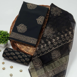 Cotton Suit With Organza Dupatta