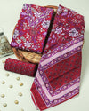 Maroon Floral Handblock Print Cotton Suit with Cotton Dupatta