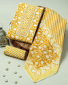 Mustard Yellow Floral Handblock Print Cotton Suit with Cotton Dupatta
