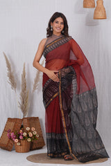 Jaipuri Block Printed Cotton Kota Doriya Saree (CIS8)