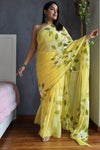 Hand Brush Painted Chiffon Saree with Blouse ( CIA32)
