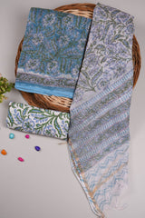 HAND BLOCK PRINTED KOTA DORIYA SUIT WITH KOTA DORIYA DUPPATA (FKS30)