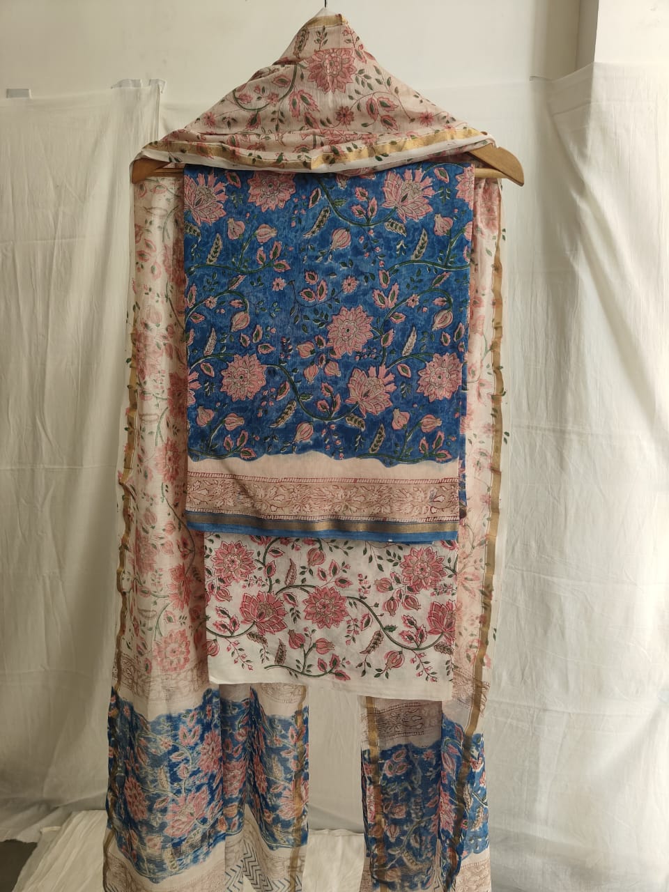 Jaipuri Block Printed Chanderi Silk Suits (CIN43)