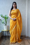 Jaipuri Hand Block Bagru Printed Maheshwari Silk Saree With Blouse (MSS110)