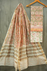 JAIPURI HAND BLOCK PRINTED MAHESHWARI SILK SUIT WITH SILK DUPPATA (MSD75)