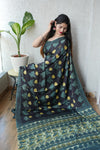 Ajrakh Hand Block Bagru Vanspati Printend Modal Silk Saree with Blouse (CID45)