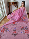 HAND BURSH PAINTED ORGANZA SILK SAREE WITH BLOUSE (CIB26)