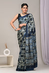 Ajrakh Hand Block Bagru Vanspati Printend Modal Silk Saree with Blouse (CID59)