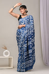 Ajrakh Hand Block Bagru Vanspati Printend Modal Silk Saree with Blouse (CID73)