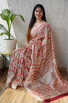 Jaipuri Hand Block Bagru Printed Maheshwari Silk Saree With Blouse (MSS76)