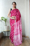 HAND BLOCK BLACK & WHITE PRINTED COTTON LINEN SAREE WITH BLOUSE(LCS155)