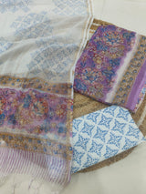 HAND BLOCK PRINTED KOTA DORIYA SUIT WITH KOTA DORIYA DUPPATA (FKS86)