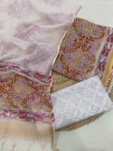 HAND BLOCK PRINTED KOTA DORIYA SUIT WITH KOTA DORIYA DUPPATA (FKS87)