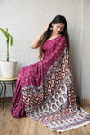 HAND BLOCK PRINTED AJRAKH MODAL SILK SAREE (CIG66)