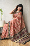 Bagru Hand Block Printed Chanderi Silk Saree with Blouse (CSS119)