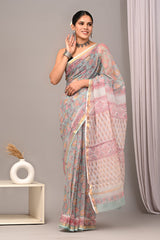 Jaipuri Block Printed Cotton Kota Doriya Saree (CIS108)