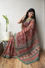 Jaipuri Block Printed Cotton Kota Doriya Saree (CIS116)