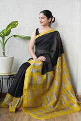 Jaipuri Hand Block Bagru Printed Maheshwari Silk Saree With Blouse (MSS154)