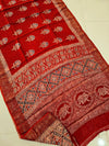 AJRAKH PRINTED PURE DOLA SILK SAREE WITH BLOUSE (MS53)