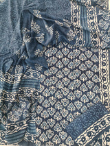 HAND BLOCK PRINTED COTTON 3-PIS SUIT WITH MULMUL DUPPATA (CMS113)