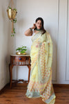 Hand Brush Painted Chiffon Saree with Blouse ( CIA46)