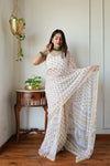 Hand Brush Painted Chiffon Saree with Blouse ( CIA51)