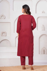 Maroon Pure Cotton Printed Suit Set with Dupatta
