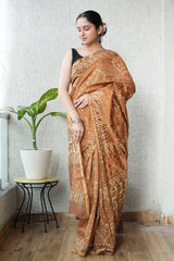 Bagru Hand Block Printed Chanderi Silk Saree with Blouse (CSS103)