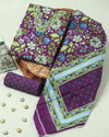 Purple Floral Handblock Print Cotton Suit with Cotton Dupatta