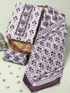 Purple Floral Handblock Print Cotton Suit with Cotton Dupatta