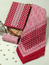 Ruby Red Ethnic Handblock Print Cotton Suit with Cotton Dupatta