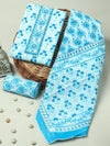 Sky Blue Handblock Print Cotton Suit Material with Cotton Dupatta