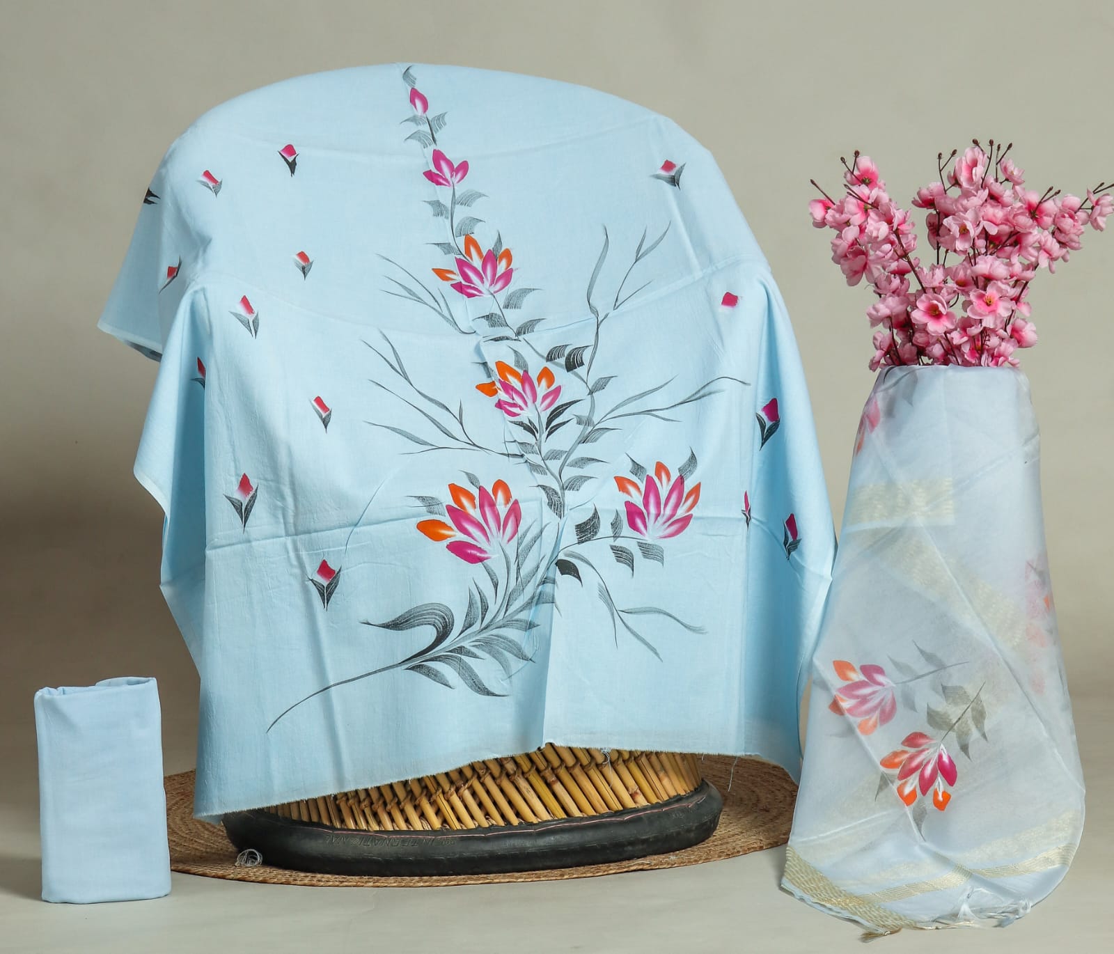 PRIMIUM JAIPURI COTTON SUIT WITH ORGANZA SILK DUPPATA (COS38)