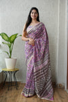 Jaipuri Hand Block Bagru Printed Maheshwari Silk Saree With Blouse (MSS79)