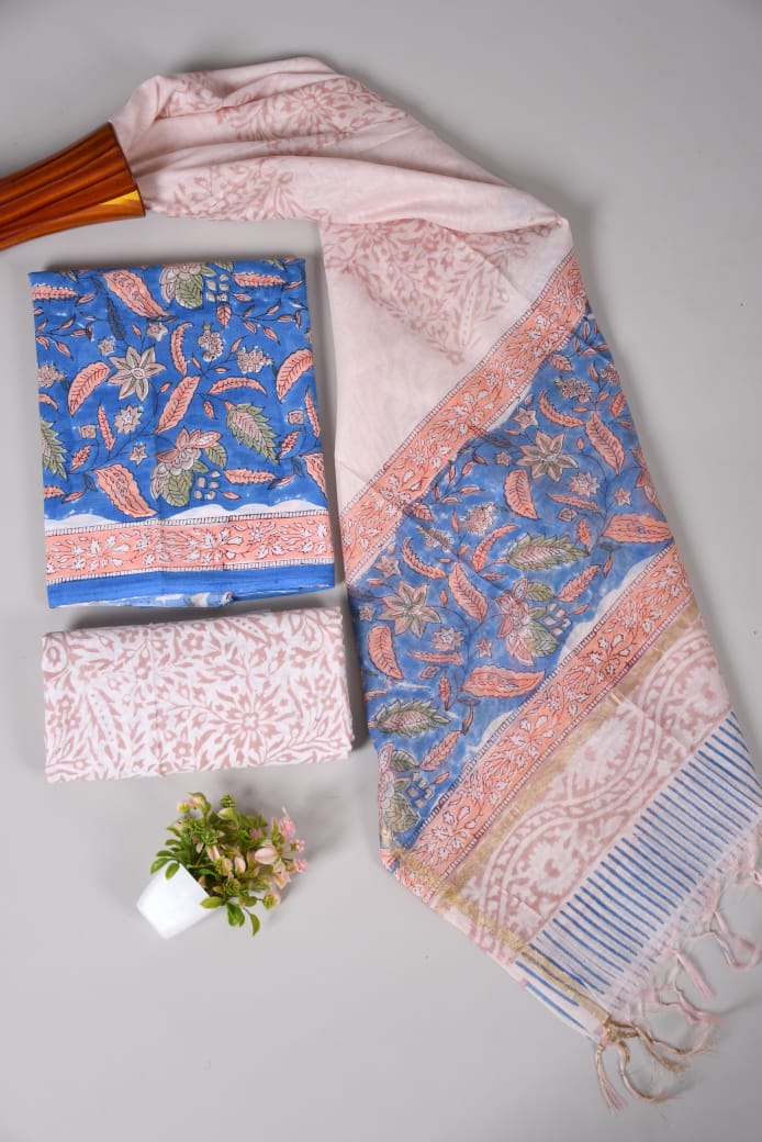 JAIPUR COTTON SUIT WITH CHANDERI DUPPATA (CSS51)