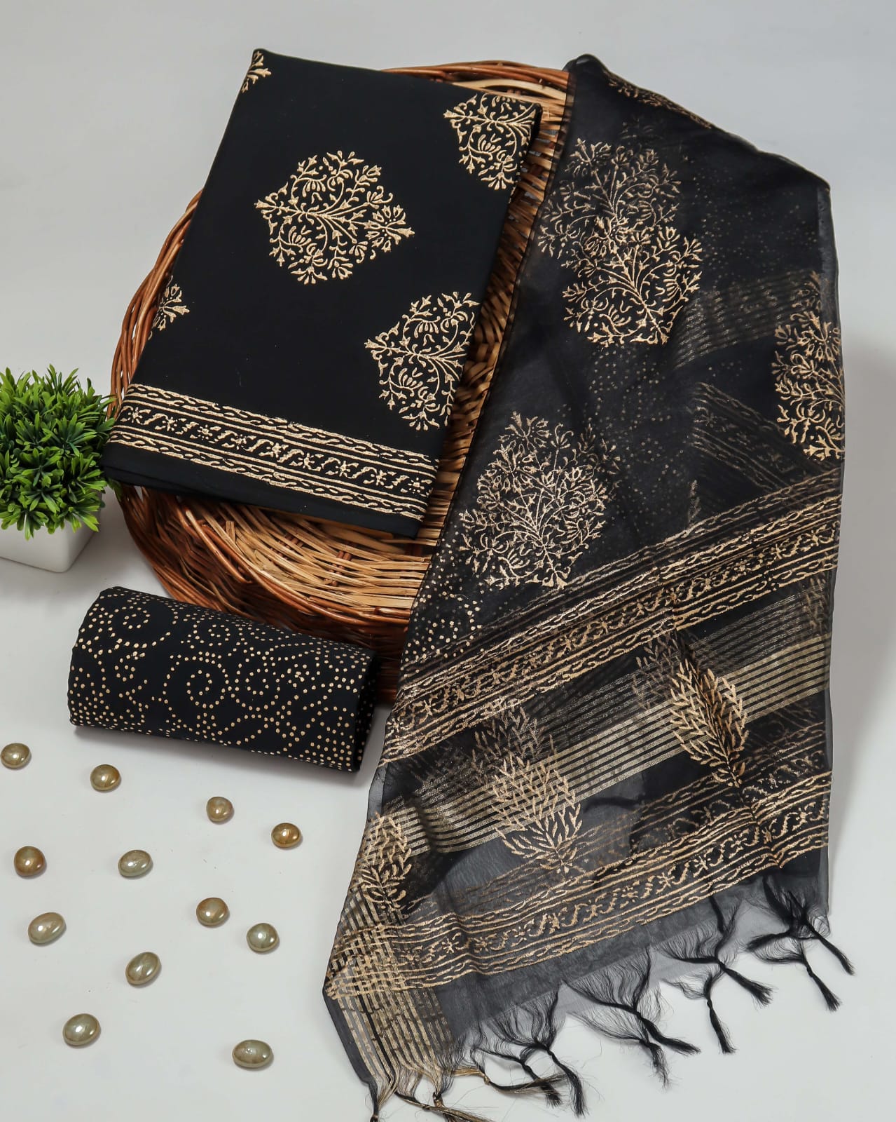 PRIMIUM JAIPURI COTTON SUIT WITH ORGANZA SILK DUPPATA (COS40)