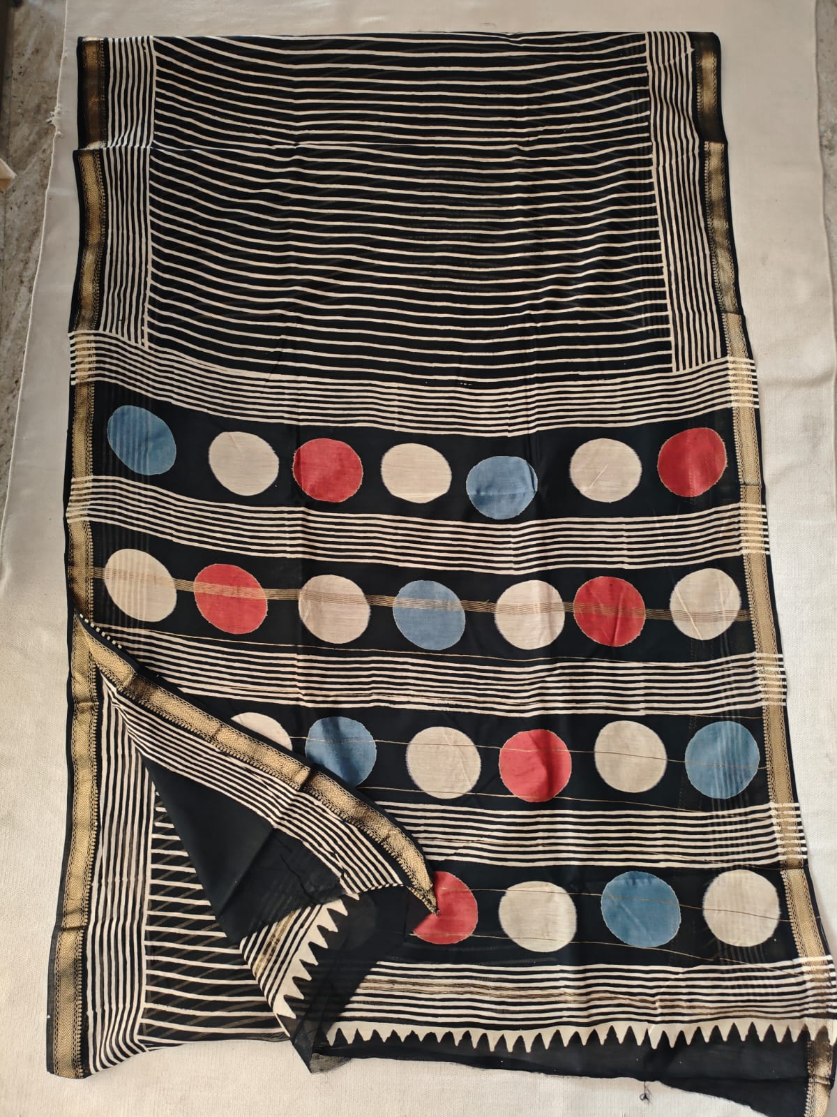 Jaipuri Hand Block Bagru Printed Maheshwari Silk Saree With Blouse (MSS83)