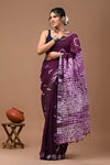 HAND BLOCK BLACK & WHITE PRINTED COTTON LINEN SAREE WITH BLOUSE(LCS113)