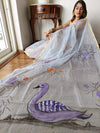 HAND BURSH PAINTED ORGANZA SILK SAREE WITH BLOUSE (CIB24)