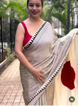 Ajrakh Hand Block Bagru Vanspati Printend Modal Silk Saree with Blouse (CID50)