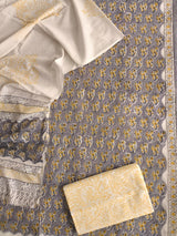 HAND BLOCK PRINTED COTTON 3-PIS SUIT WITH MULMUL DUPPATA (CMS28)