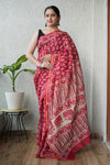 Bagru Hand Block Printed Chanderi Silk Saree with Blouse (CSS98)