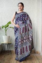 Bagru Hand Block Printed Chanderi Silk Saree with Blouse (CSS106)