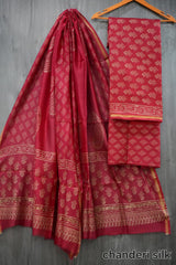 Jaipuri Block Printed Chanderi Silk Suits (CIN76)