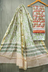 JAIPURI HAND BLOCK PRINTED MAHESHWARI SILK SUIT WITH SILK DUPPATA (MSD97)