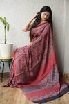 HAND BLOCK PRINTED AJRAKH MODAL SILK SAREE (CIG77)