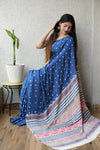 HAND BLOCK PRINTED AJRAKH MODAL SILK SAREE (CIG71)