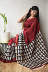 Bagru Hand Block Printed Chanderi Silk Saree with Blouse (CSS120)