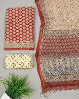 JAIPURI BLOCK PRINTED COTTON SUIT WITH KOTA DUPPATA (CKS110)