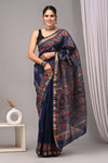 Jaipuri Hand Block Bagru Printed Maheshwari Silk Saree With Blouse (MSS152)